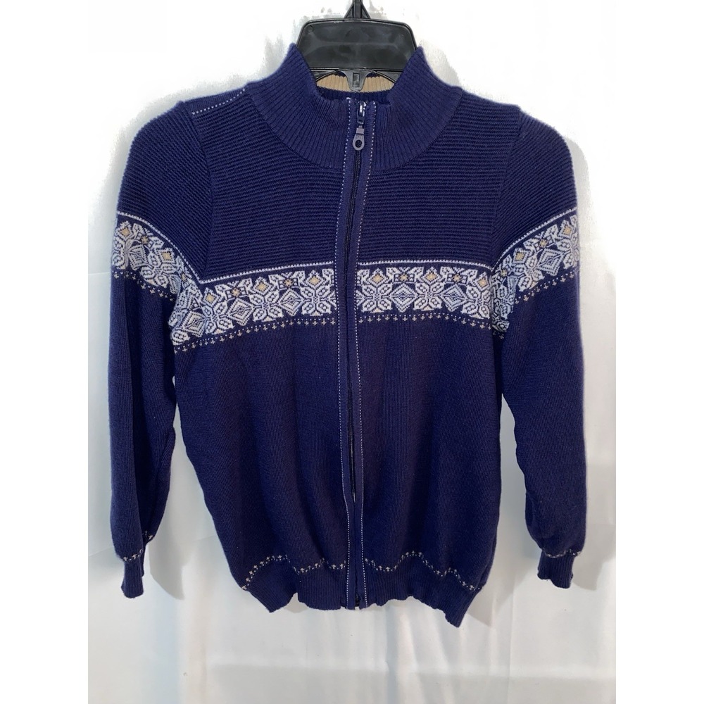Norlender Breheimen Nordic Merino Wool Full Zip Cardigan‎ Sweater Blue Small